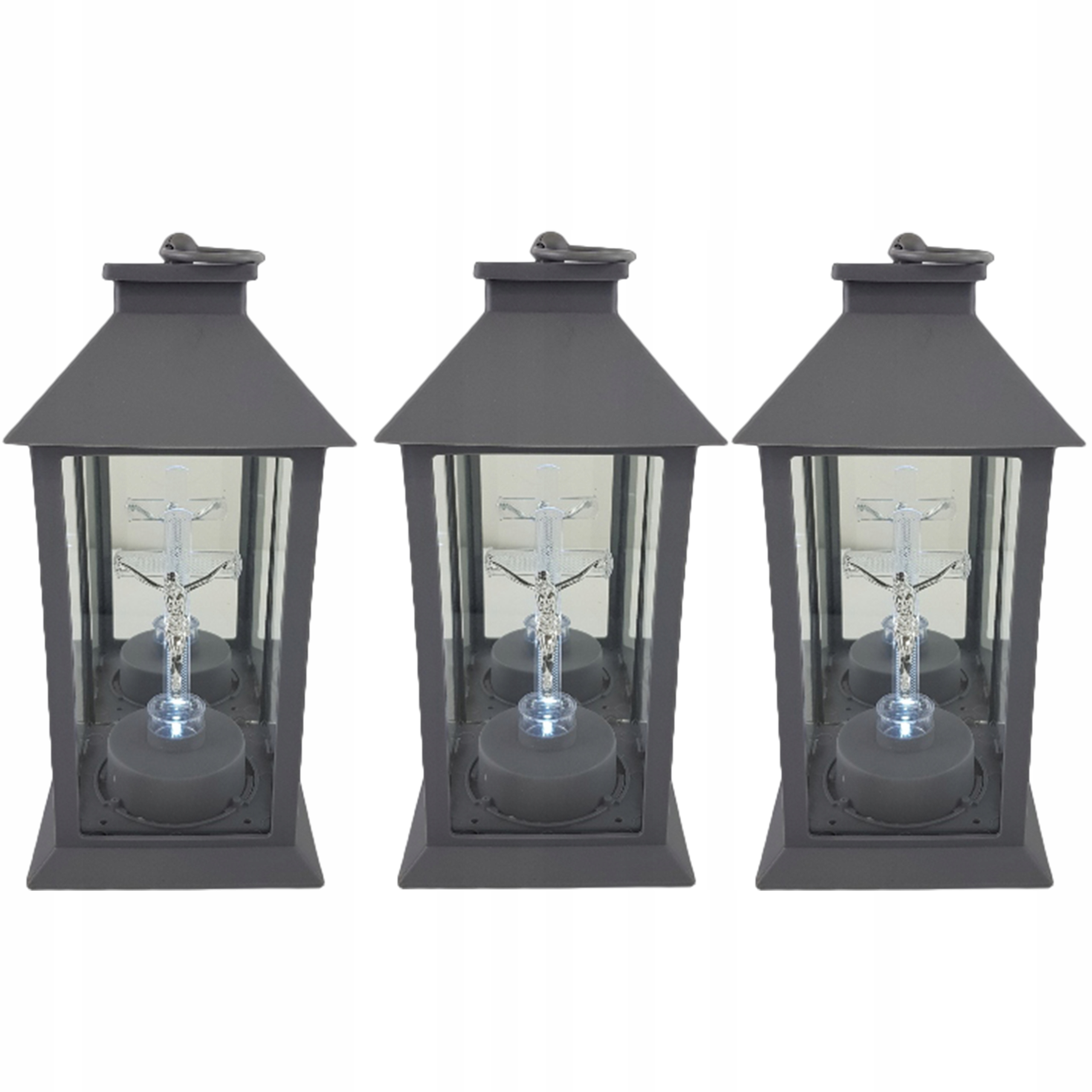 3 × lacná sviečka HK-61 LED lampa s krížom 28 cm