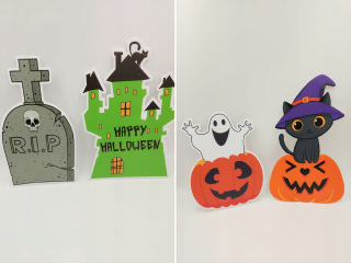 Halloween - Garland pomaranče a červená lebka