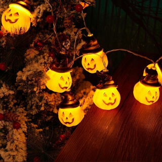 Halloween - 10 ks LED Halloween Pumpkin Reťaz svetlo