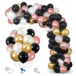 Darček na Valentína - 133 kusov Black Rose Gold Balón pre konfety Garl