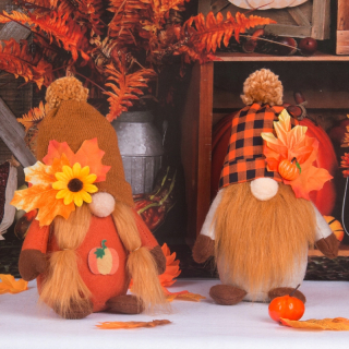 Halloween - 2 ks Halloween Gnomes plyšové dekorácie interiéru