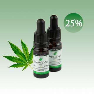 CBD - 2x CBD konopný olej 25% kvapky života 2500mg / 10ml