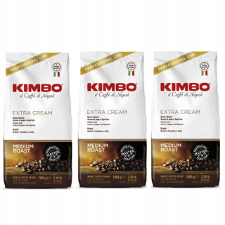 Zrnková káva -  3 x kimbo extra smotana 1kg granulárnej kávy