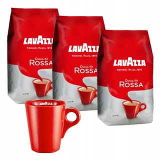 Zrnková káva - 3 x Lavazza Rossa 1 kg kávových zŕn