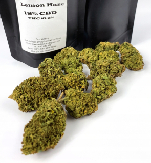 CBD - 5G Lemon Haze 18% CBD marihuana sušená THC Vape