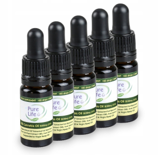 CBD - 5xolejek Konop.Pure Life 20% CBD 2000 mg / 10 ml + ZADARMO