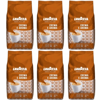 Zrnková káva - 6 x Lavazza Crema e Aroma 1 kg kávových zŕn