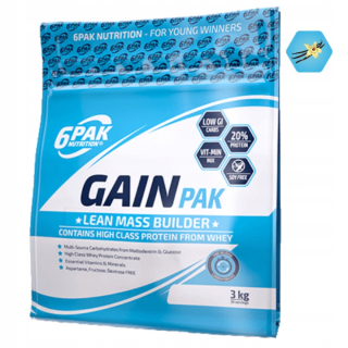 Gainer - 6PAK GAIN PAK 3000g prírastok hmotnosti MASS vanilka 3kg