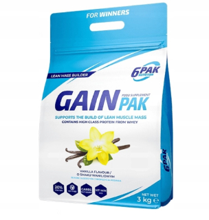 Gainer - 6pak Gain Pak Gainer Carbohydráty 3kg vanilka