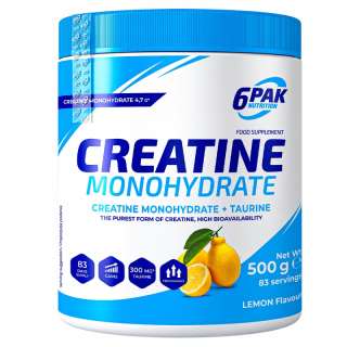 Kreatín - 6 Pack Nutrition Creaine Monohydrát - 500g Lemon