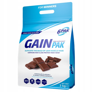 Gainer - 6PAK Výživa Zisk PAK - 3KG / Čokoláda