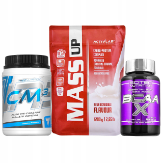 Gainer - ActiveLab Mass Up + CM3 500g + BCAA X 120K Hmotnostná sila