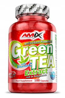 Spaľovač tuku - AMIX Zelený čaj 500mg Extrakt 100 uzáverov Vitamín C