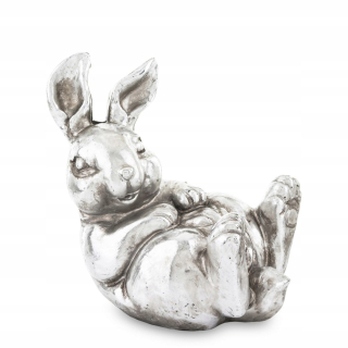 Veľkonočná dekorácia - Veľkonočný králik figurína biela dekorácia 9,5 x 10,5 cm
