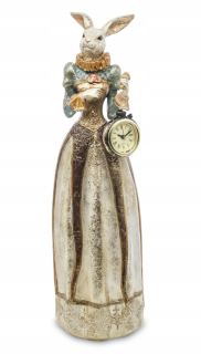 Veľkonočná dekorácia - Králiková figurína s Veľkonočnými hodinkami 44x13 cm