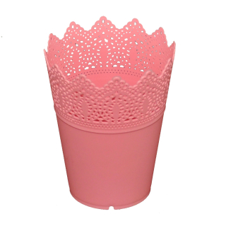 Veľkonočná dekorácia - Otvorené ružové hrniec 14 cm plast