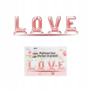 Darček na Valentína - Stály balónový nápis láska zlatá ruža Valentín 65 cm