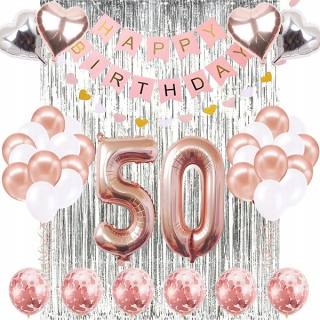 Balóniky Birthday set 50 rokov Rose zlaté