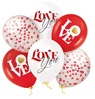 Darček na Valentína - Balóny nastavujú srdce kytica Láska Valentína 6 PCS
