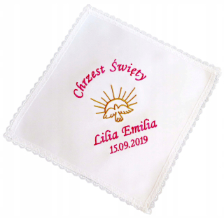 Doplnky na krst - Biely krst plášť s dátumom krstu