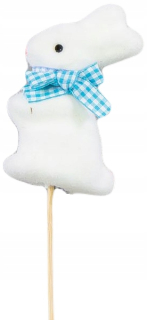 Veľkonočná dekorácia - Biely zajačik s lukom veľkonočného zajaca Pik 24 cm