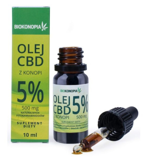 CBD - Bioconopy z konopného oleja 5% CBD 500 mg 10 ml Polish