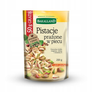 Orechy - BAKALLAND PISTACHIOS REASTED V RÚRNOM 200 G + 50 g
