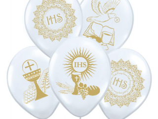 Prvé sväté prijímanie - Balóny pre prijímanie prijímania White Communion 25 ks.