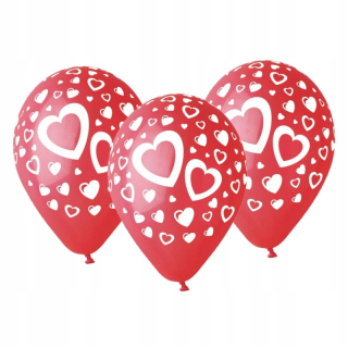 Darček na Valentína - Balóny s červenými srdiečkami 5 PCS svadby Valentína