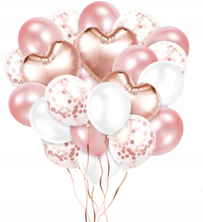 Darček na Valentína - Balóny s konfetti Rose Gold Byticet - 30 ks