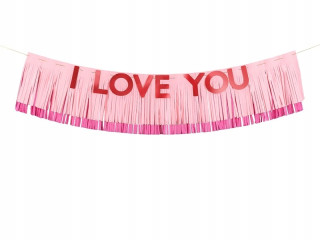Darček na Valentína - Valentínsky banner milujem ťa 150x30cm strapce