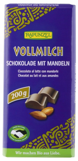Mliečna čokoláda s bio mandlí 200 g - rapunzel