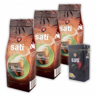 Káva mletá - Kaviareň Sati arašid 3x 250g s plechovkami (347)