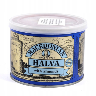 Grécka macedónska chalva s mandľami 500g plechovka