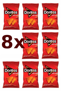 Doritos Hot Corn Chips Akútne papriky 8 x 100 g
