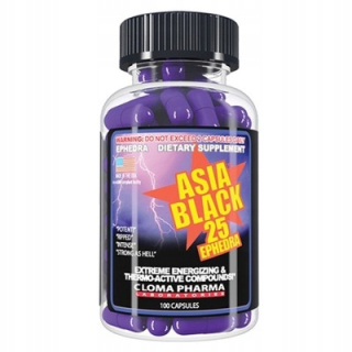Spaľovač tuku - Clom Pharma Ázia Black 25 Ephedra 100Kaps z USA