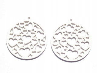 Darček na Valentína - DD-674 Drevené srdce Pendant 6cm biele 20 ks