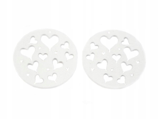 Darček na Valentína - DD-742 Drevené srdcové kolesá 5 cm biele 20 ks