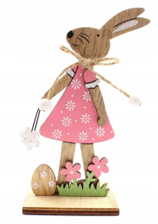 Veľkonočná dekorácia - Drevený králičie zajačik figurín 12x4cm dáma