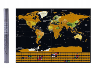 VEĽKÝ mapa sveta vlajkami členských Scratch GIFT LUX