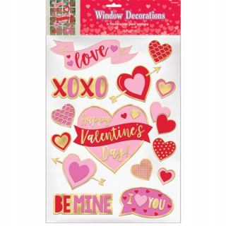Darček na Valentína - Nálepkové dekorácie na okno Valentínske srdce