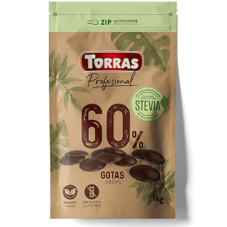 Čokoládové kvapky Bitter 60% 1kg Torras Keto