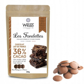 Kvapky mliečnej čokolády 36% Weiss 250g