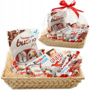 Veľký košík. Vajcia. Kinder set. Darček