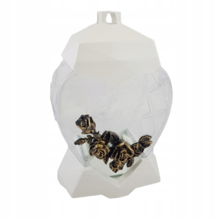 Veľká sviečka HK-42 White Rose 3D srdce 28 cm