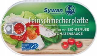Filties sleďov v bio paradajkovej omáčke so zeleninou
