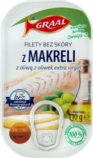 Makrelové filé s olivovým olejom 110g Graal 3 ks