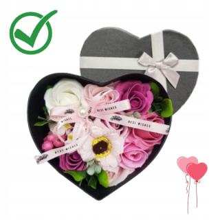 Darček na Valentína - Kvetinová skrinka, kvety mydla Rose 8,5 cm