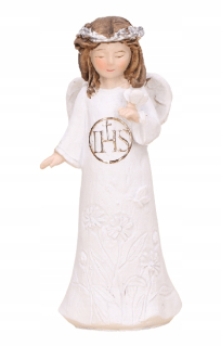 Doplnky na krst - Anjelská figurína s motýľovým krstom IHS 9 cm