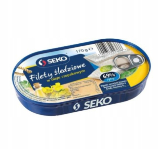 Sleďové filé v seko10x170g oleja. Sledujte v oleji